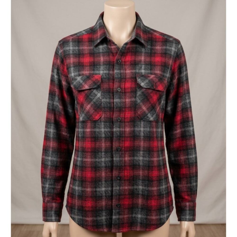 Wrangler Men's Flannel Shirt Red Black Plaid Long Sleeve Button Up Size XL Soft